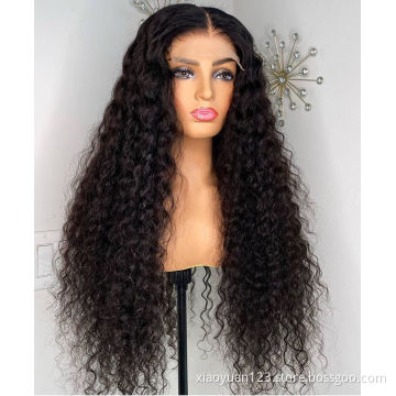 Wholesale May Queen 100%  human hair lace front wigs deep curl  wigshuman hair 180 density mink brazilian hair for black women